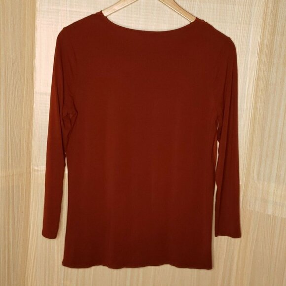 Vince Camuto Brown Faux Wrap High Low Top Medium - Picture 2 of 6